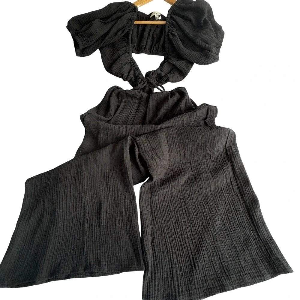 HYFVE Black Women's Cotton Jumpsuit Size Medium - Picture 2 of 7